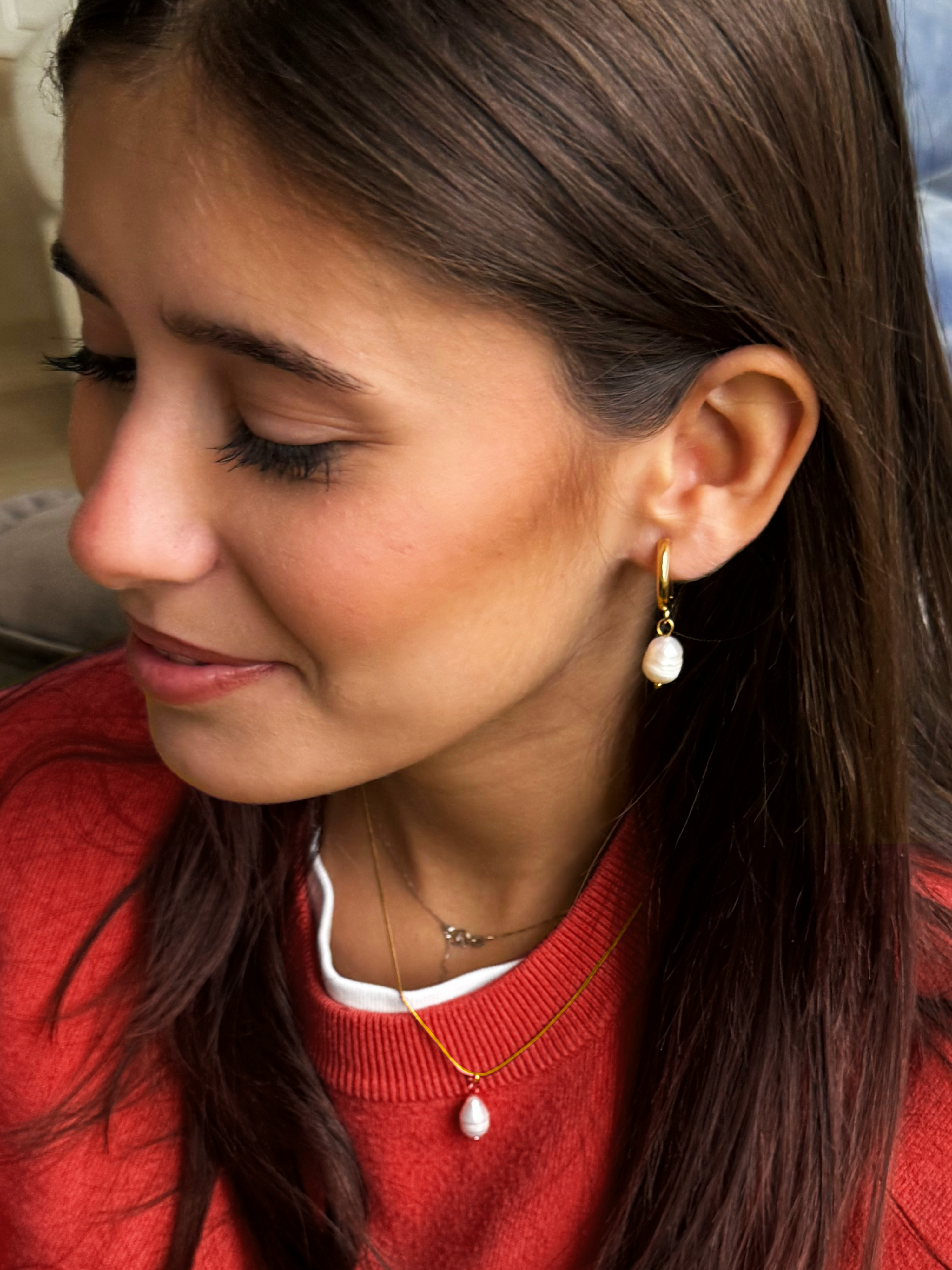 Pendant Earrings Large White Image